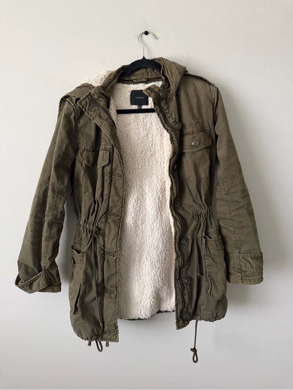 Sherpa-Lined Olive Green Utility Jacket